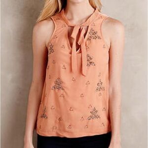 Anthropologie Akemi + Kin Embellished Peach Sleeveless Top